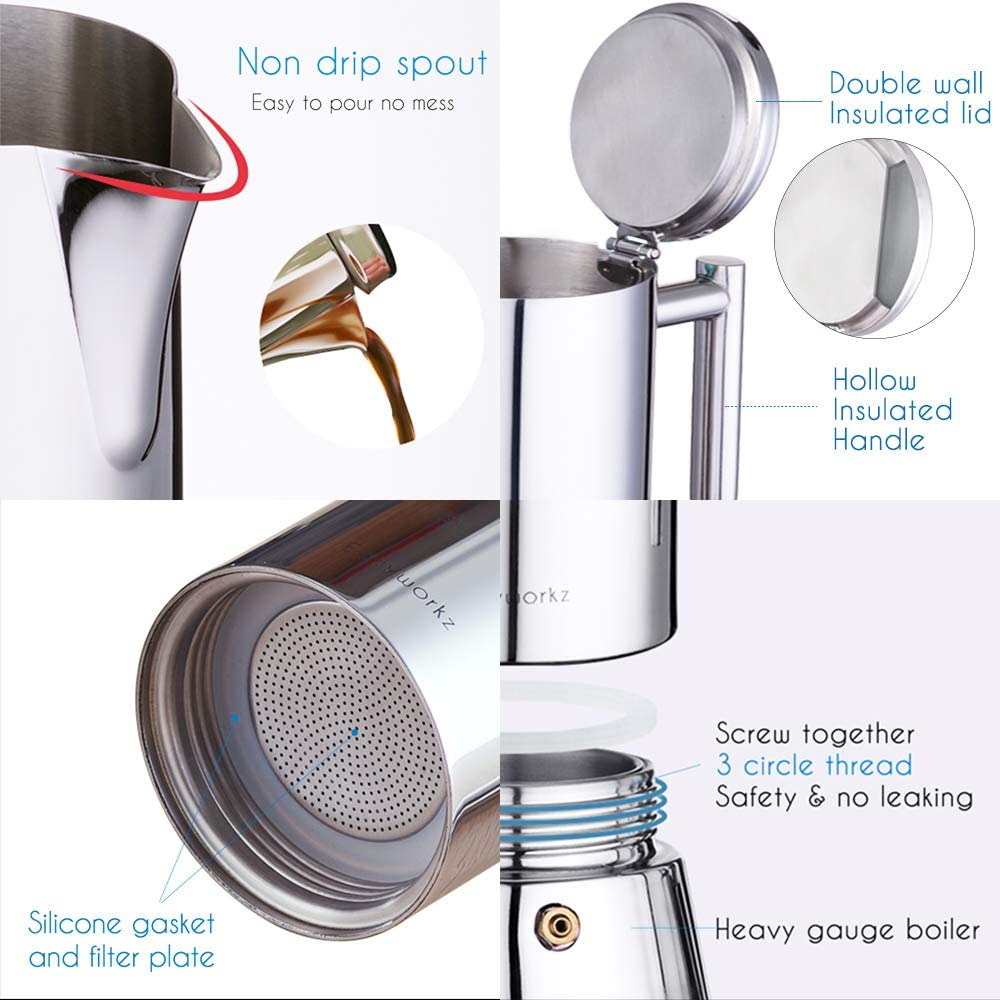 Heat-resistant lid and handle on Easyworkz Diego for safe, comfortable brewing.