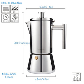 Easyworkz Diego induction-compatible moka pot ensures reliable heat distribution.