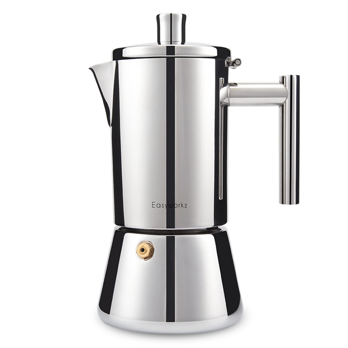 Easyworkz Diego stovetop espresso pot on induction cooktop for quick, flavorful mornings.