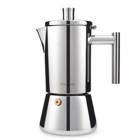 Easyworkz Diego stovetop espresso pot with 6-cup capacity for rich coffee