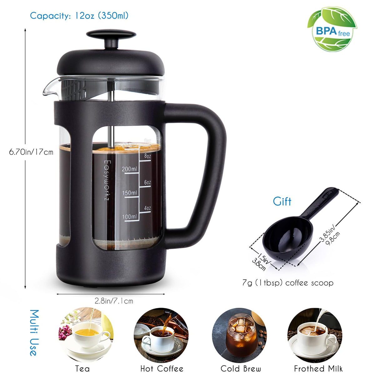 Easyworkz soft-grip-handle provides comfortable, controlled pouring during morning routines.