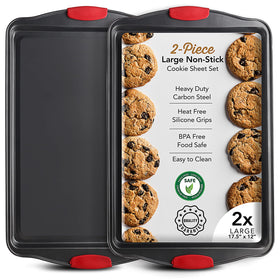 EATEX baking sheet set with silicone handles for easy oven use