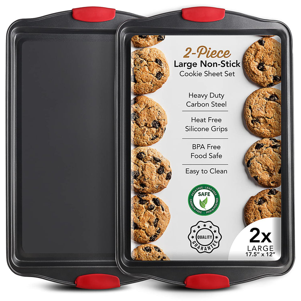 EATEX baking sheet set with silicone handles for easy oven use