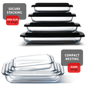 EATEX borosilicate glass dishes tolerate high heat from freezer to oven.