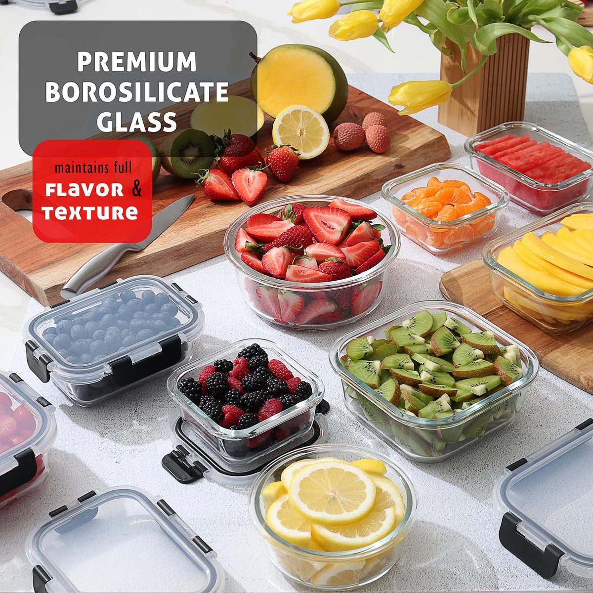 EATEX borosilicate glass meal prep containers ready for fridge or oven.