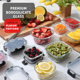 EATEX borosilicate glass meal prep containers ready for fridge or oven.