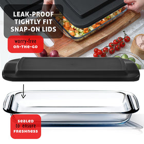 EATEX microwave-safe glass dishes for quick reheating.