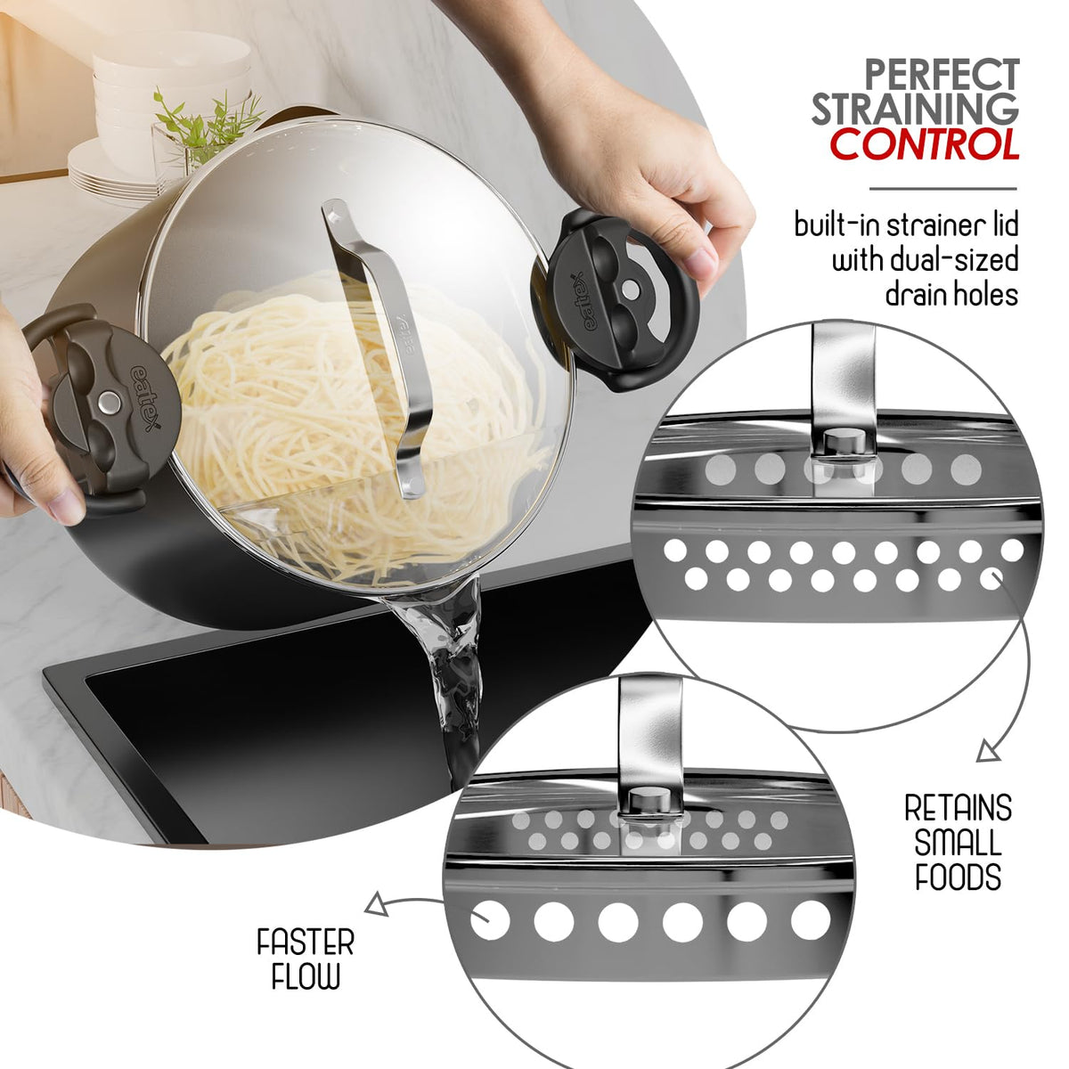 EATEX nonstick ceramic interior for easy food release
