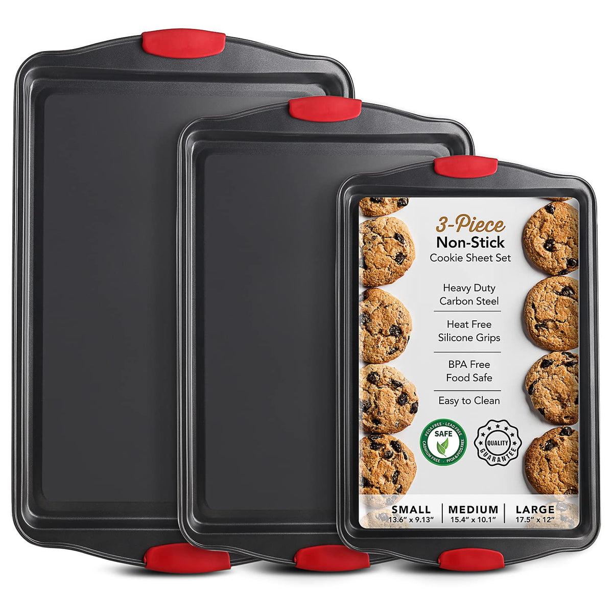 EATEX small quarter-sheet pan with silicone handles for easy grip