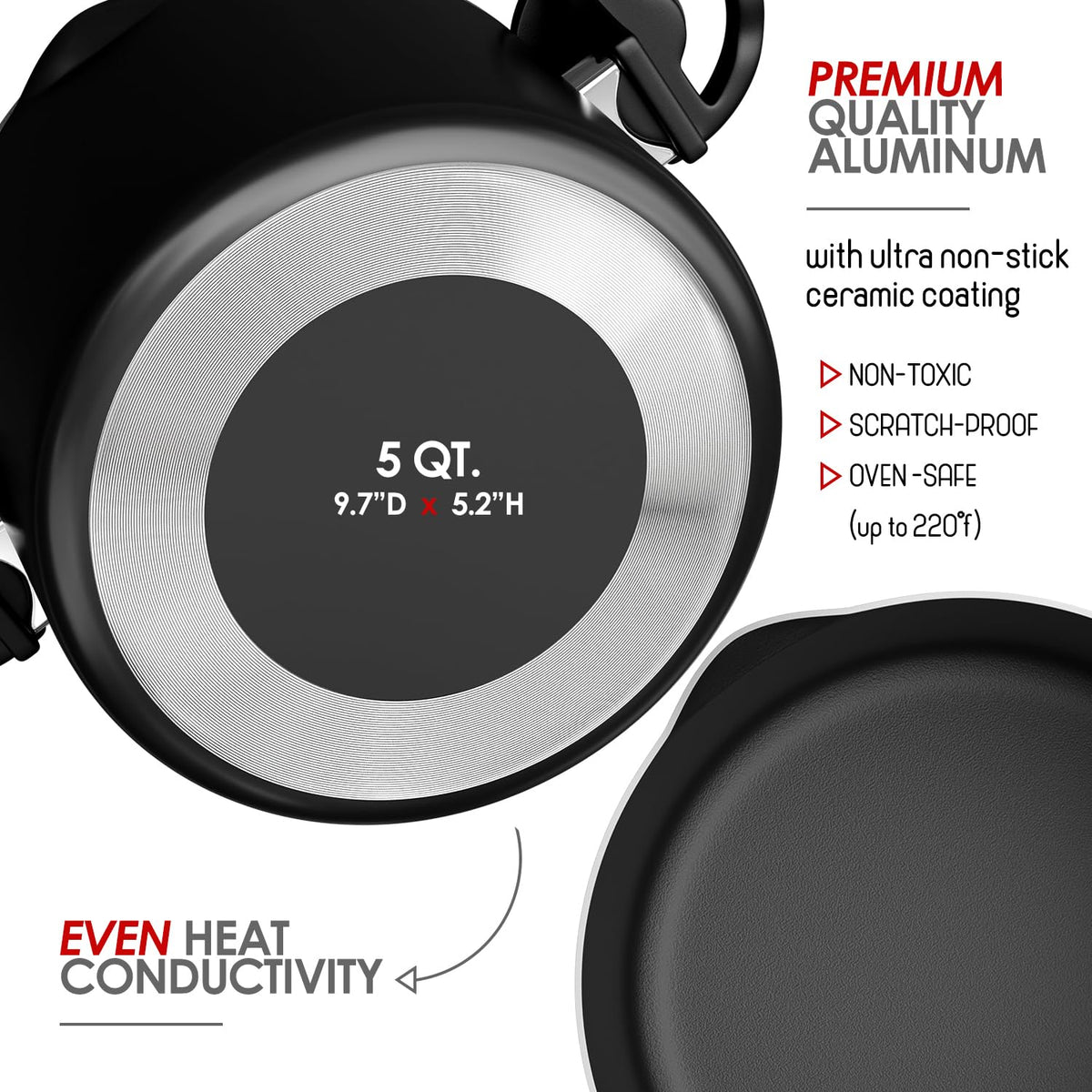EATEX tempered glass lid allowing monitoring of simmering