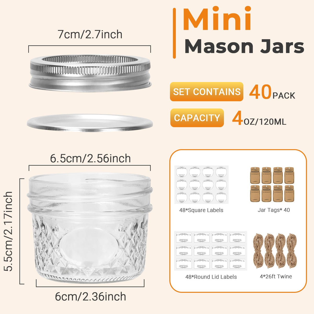Eathtek 120ml mini jars pour neatly for dressings, jams, or herbs.