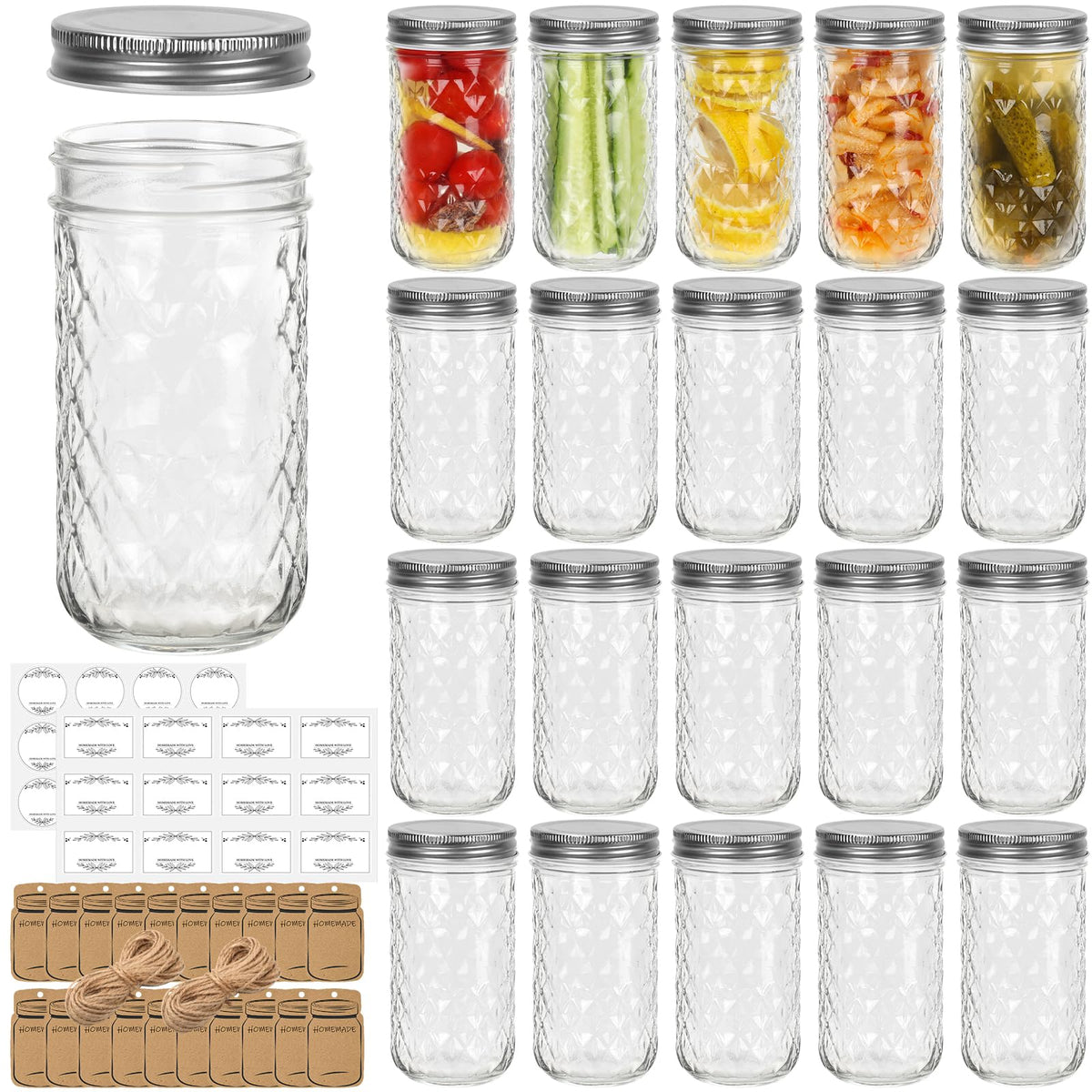 Eathtek 12oz mason jar set for versatile storage and gifting.