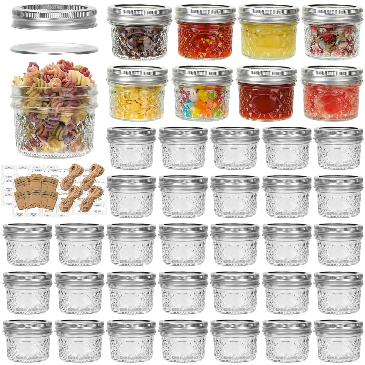 Eathtek 4oz mason jars in a kitchen setup for versatile storage and easy portioning.