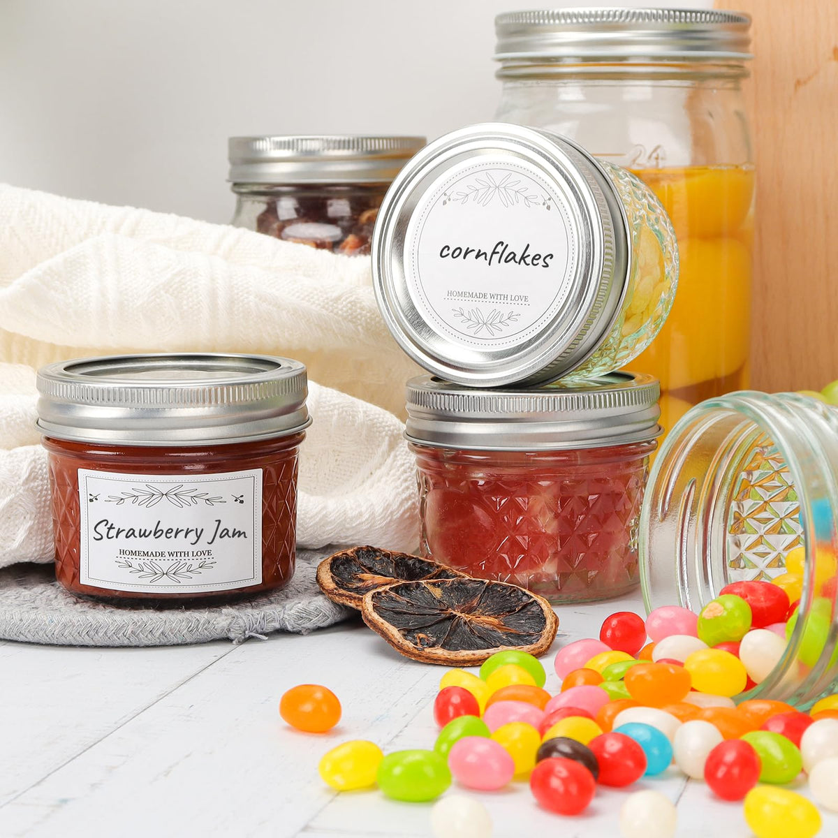 Eathtek mini jars double as candle jars for decorative accents.