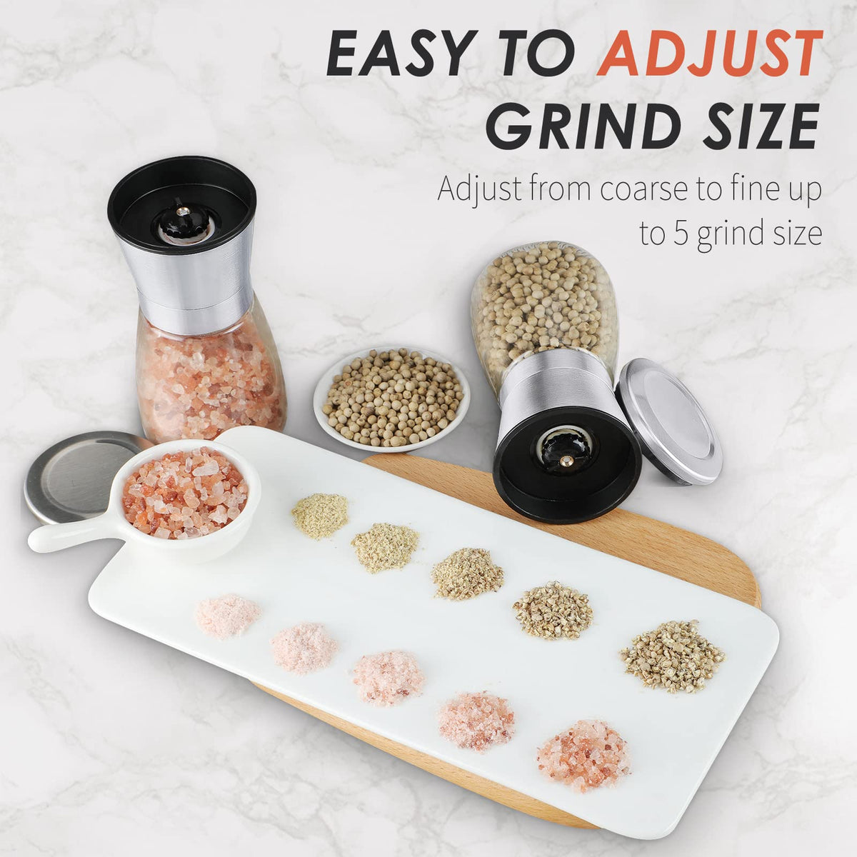 Ebaco grinder refill opening facilitates easy spice replenishment