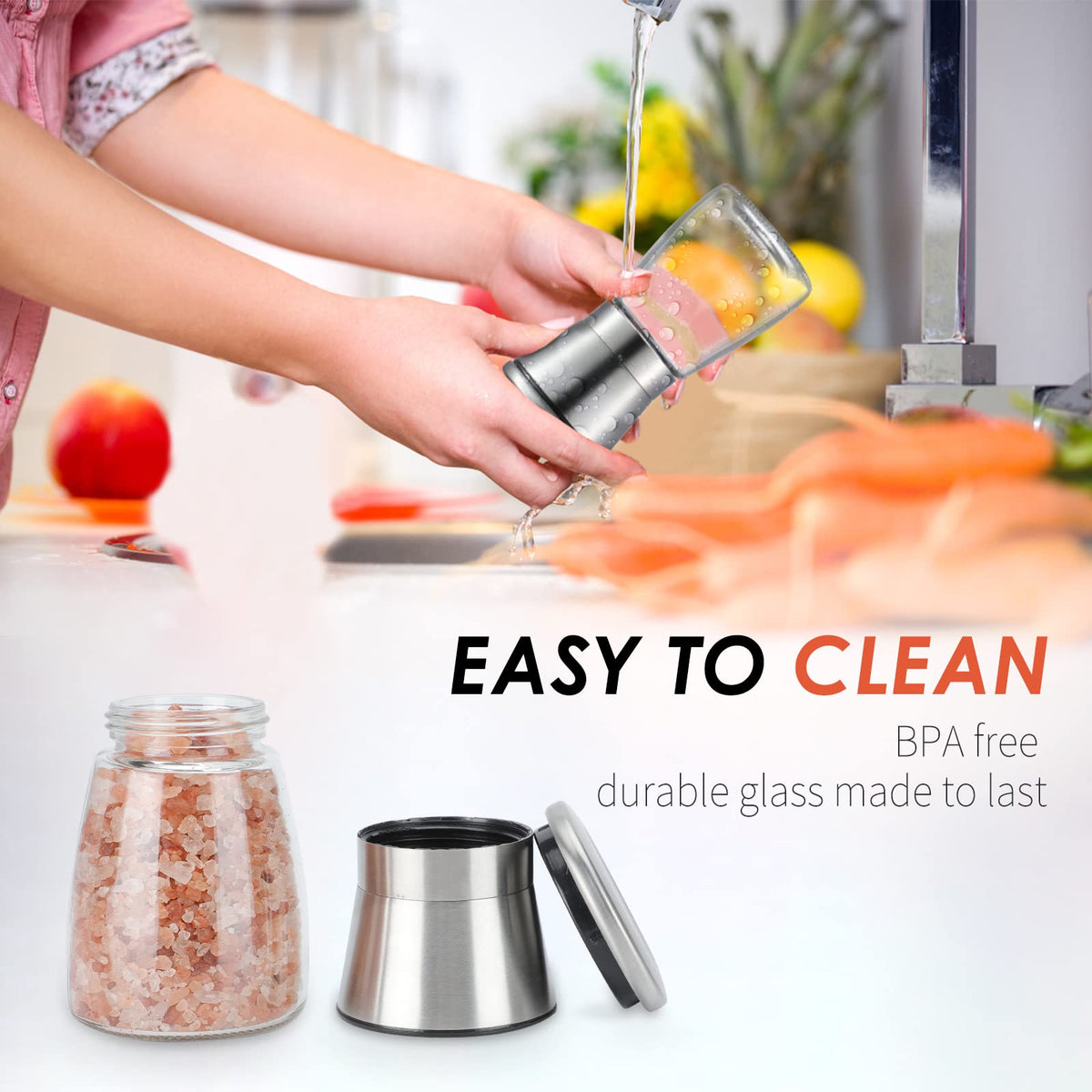 Ebaco stainless steel cap prevents rust and keeps grinder looking new