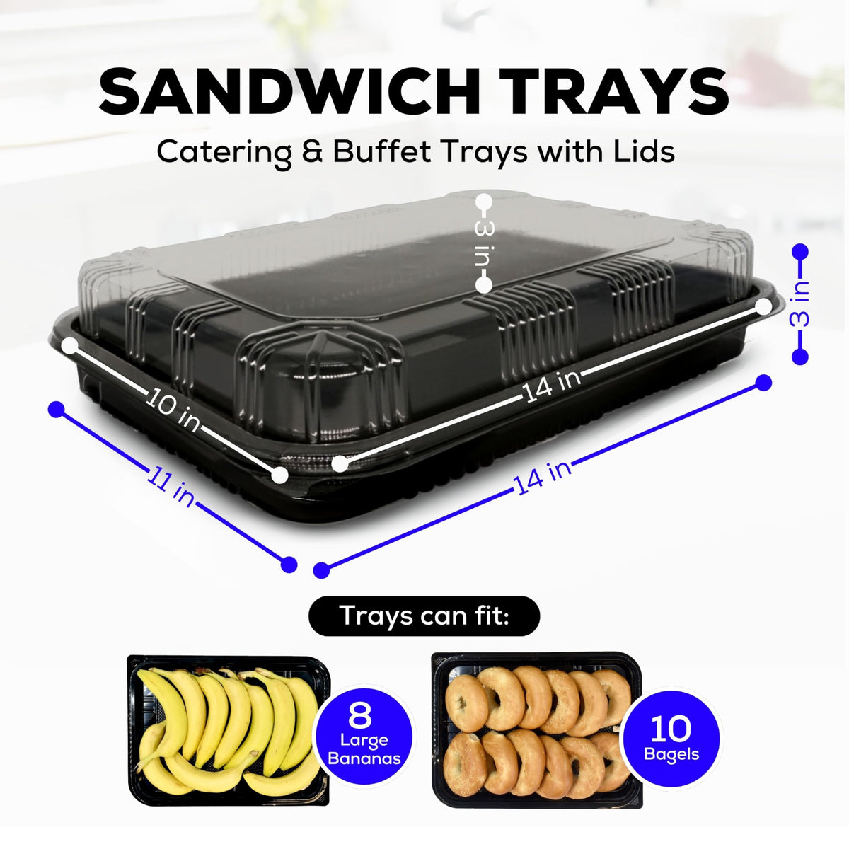 ebake 5-pack catering trays with lids, food-grade plastic for safe handling