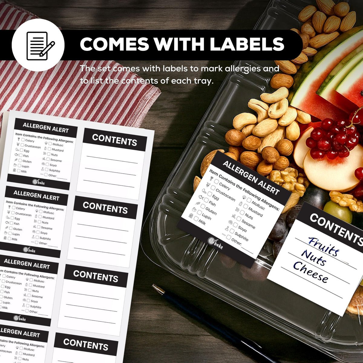 ebake 5-pack catering trays with lids, stackable design saves fridge space