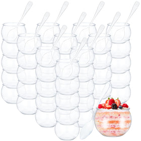 EBOOT 100-piece 2 oz dessert cups with spoons for elegant catering displays.