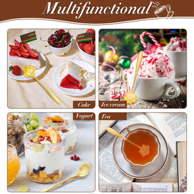 EBOOT gold flower teaspoon featuring cherry blossom design, adds refined charm to coffee.