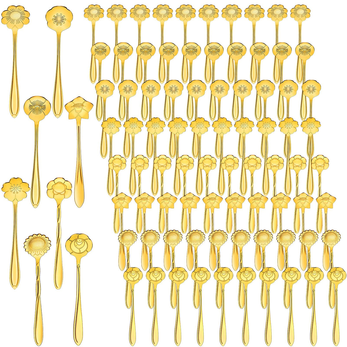 EBOOT gold flower teaspoon with chrysanthemum design, great for elegant tea service.
