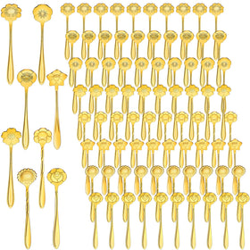 EBOOT gold flower teaspoon with chrysanthemum design, great for elegant tea service.