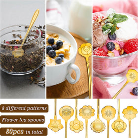 EBOOT gold flower teaspoon featuring pansy pattern, enhances daily rituals and gatherings.