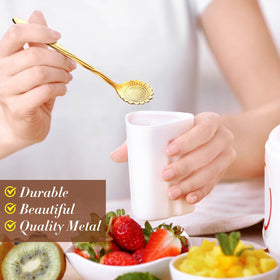 EBOOT gold flower teaspoon with plum blossom pattern, versatile for tea and desserts.
