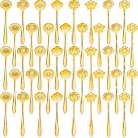 EBOOT gold flower teaspoon with chrysanthemum pattern for elegant tea service