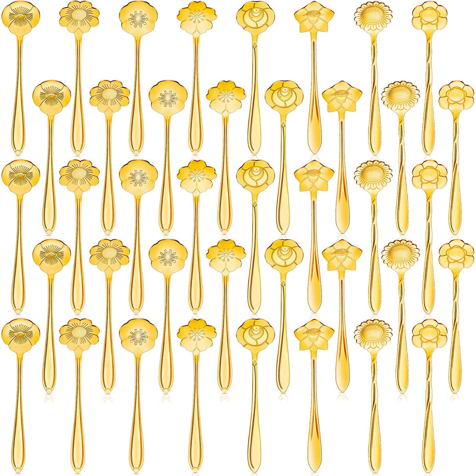 EBOOT gold flower teaspoon with chrysanthemum pattern for elegant tea service