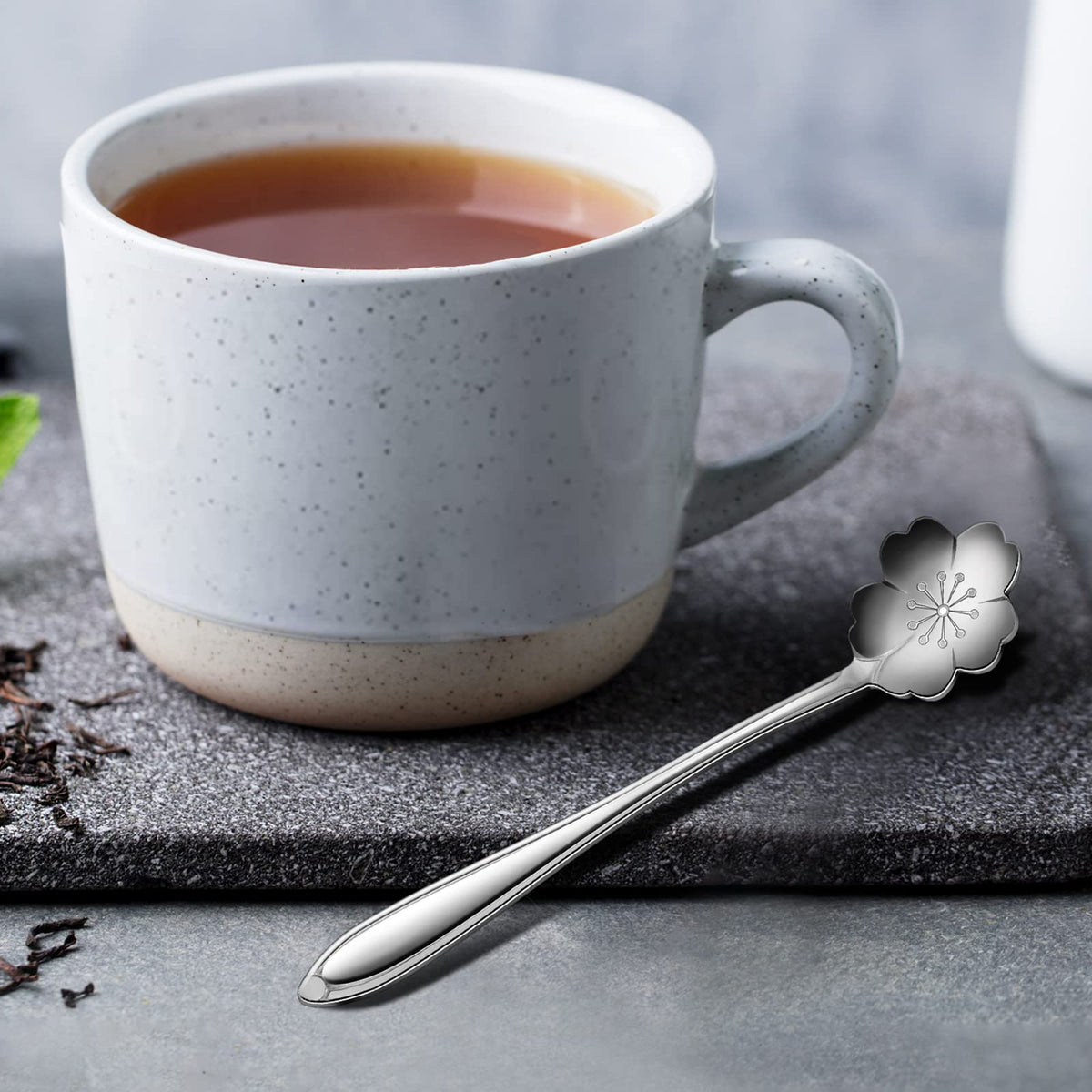 EBOOT silver flower teaspoon sunflower pattern brightens brunch moments.