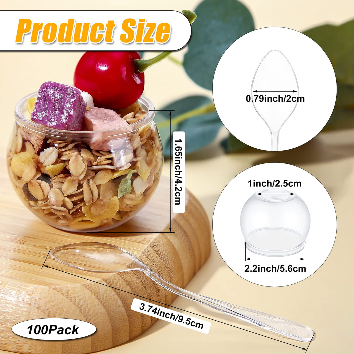 EBOOT sphere clear dessert cups showcase layered treats beautifully at weddings.