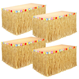 eboozone 4-pack table skirt luau wrapped around a table for tropical flair