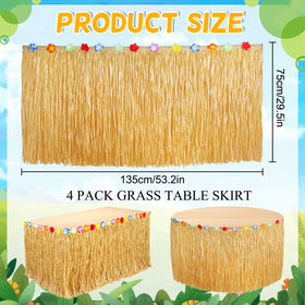 eboozone luau decor table skirt on a rectangular table with bright grass texture