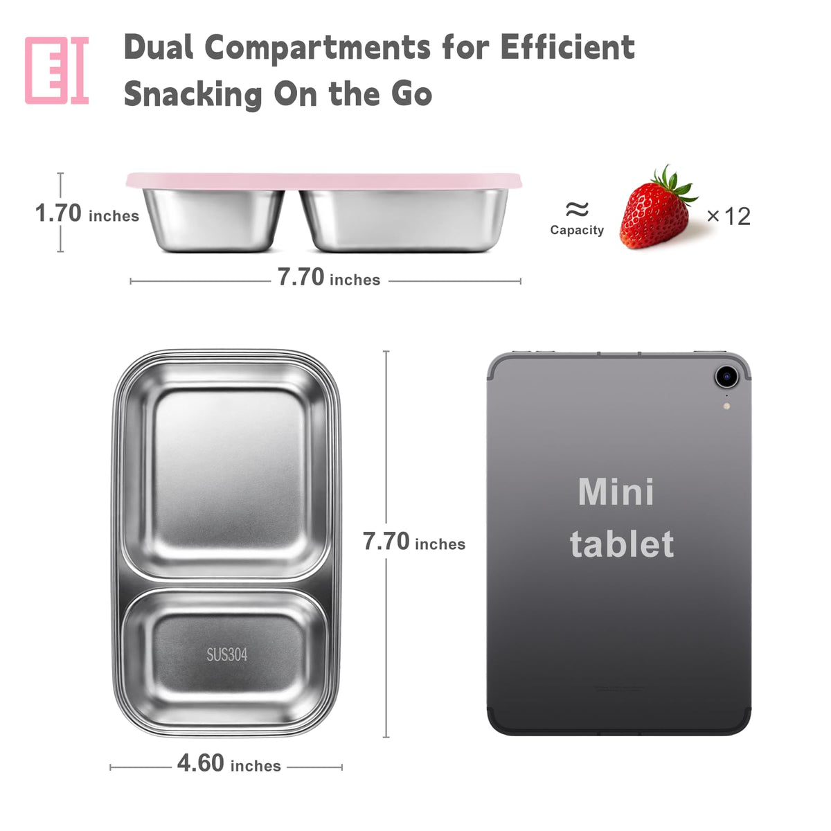 Durable EC-Gaze construction features 304 stainless steel and BPA-free silicone lids