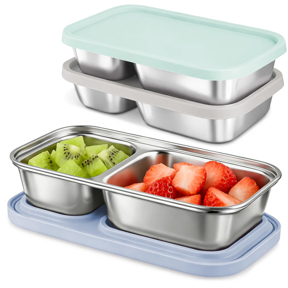 EC-Gaze dual-compartment aqua snack container for organized on-the-go snacking.