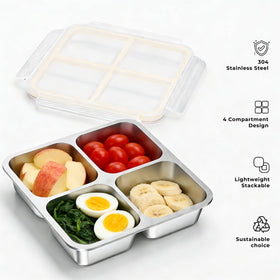 Snack organizer for office and travel use with separate compartments.