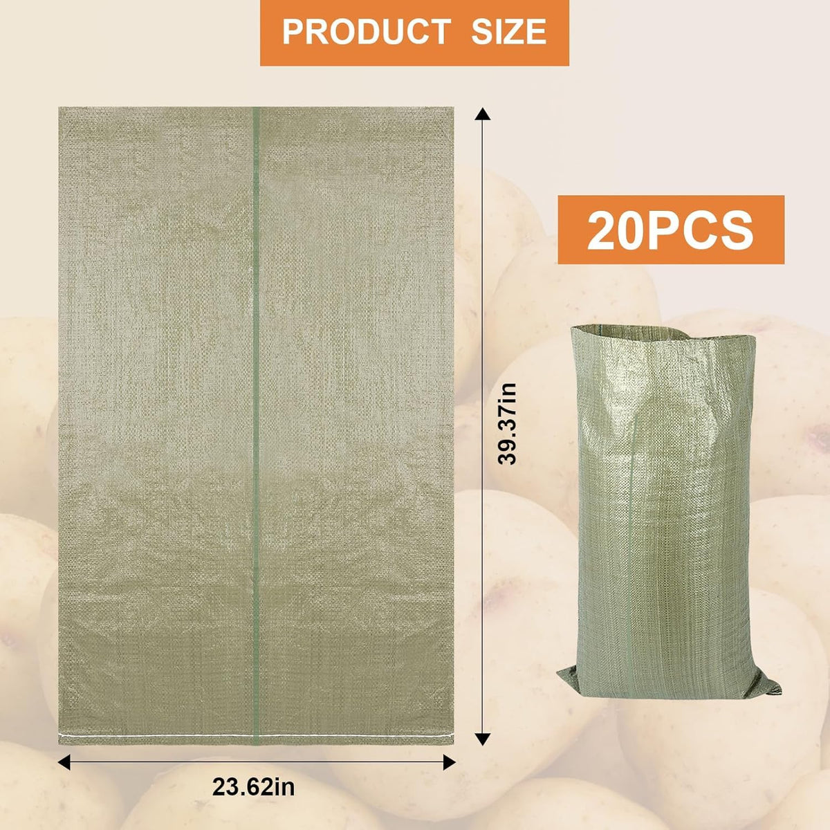 ECcandiedhaws durable PP material ensures long-lasting, tear-resistant sack bags for repeated use