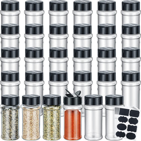Eccliy 36-pack clear spice jars with labels for organized pantry storage