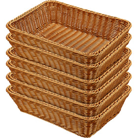 Eccliy 6-pack wicker bread baskets in brown for bread and fruit display on a table