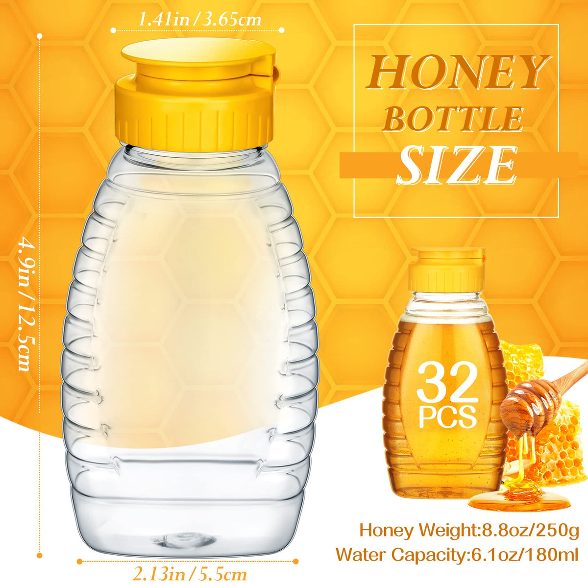 Close-up of Eccliy yellow cap on clear honey jar for leakproof use
