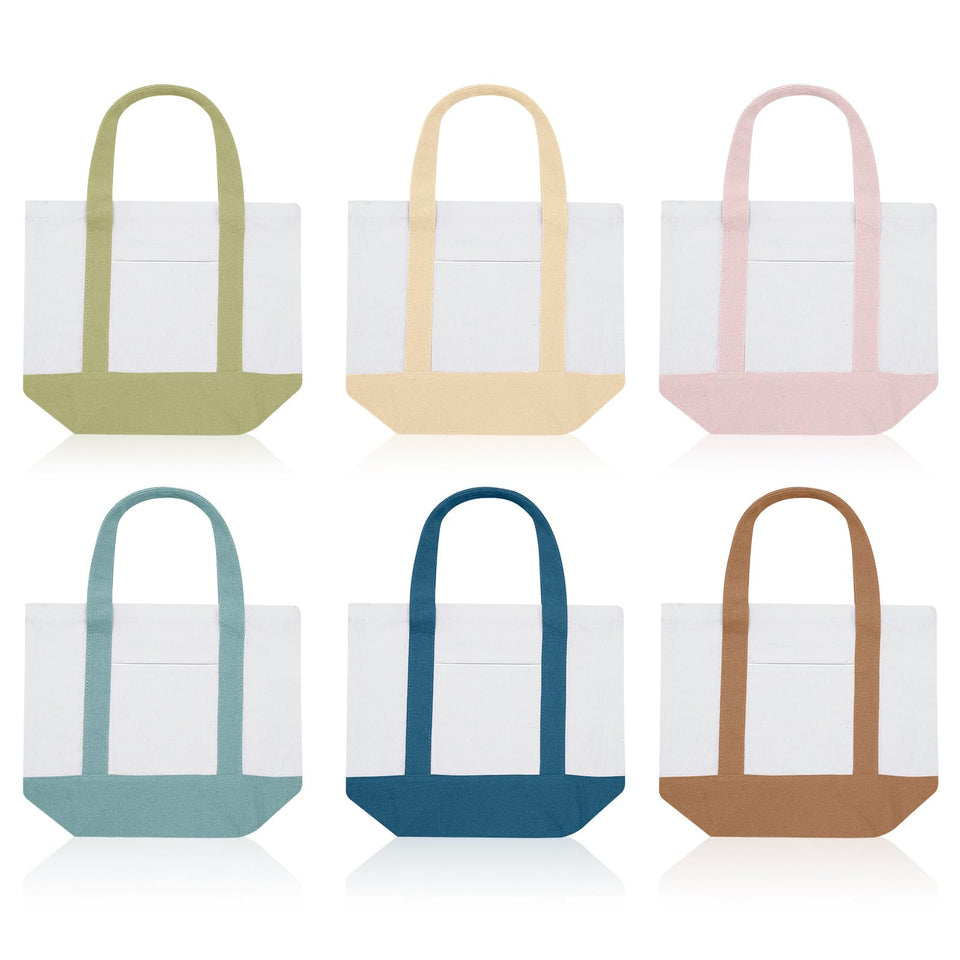 Eccliy mini canvas tote in light pink with a front pocket, ideal for daily errands.