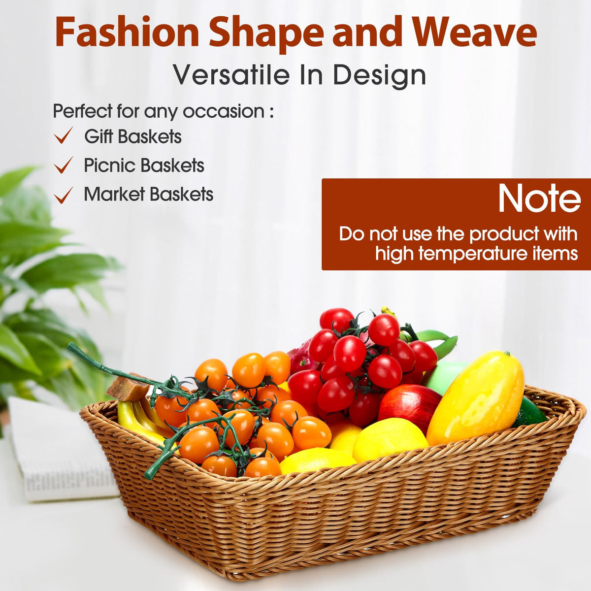 Eccliy multifunctional wicker baskets for bread, fruit, snacks, or small items