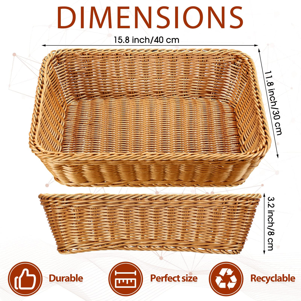 Eccliy poly wicker baskets with a sturdy rim for durable kitchen storage