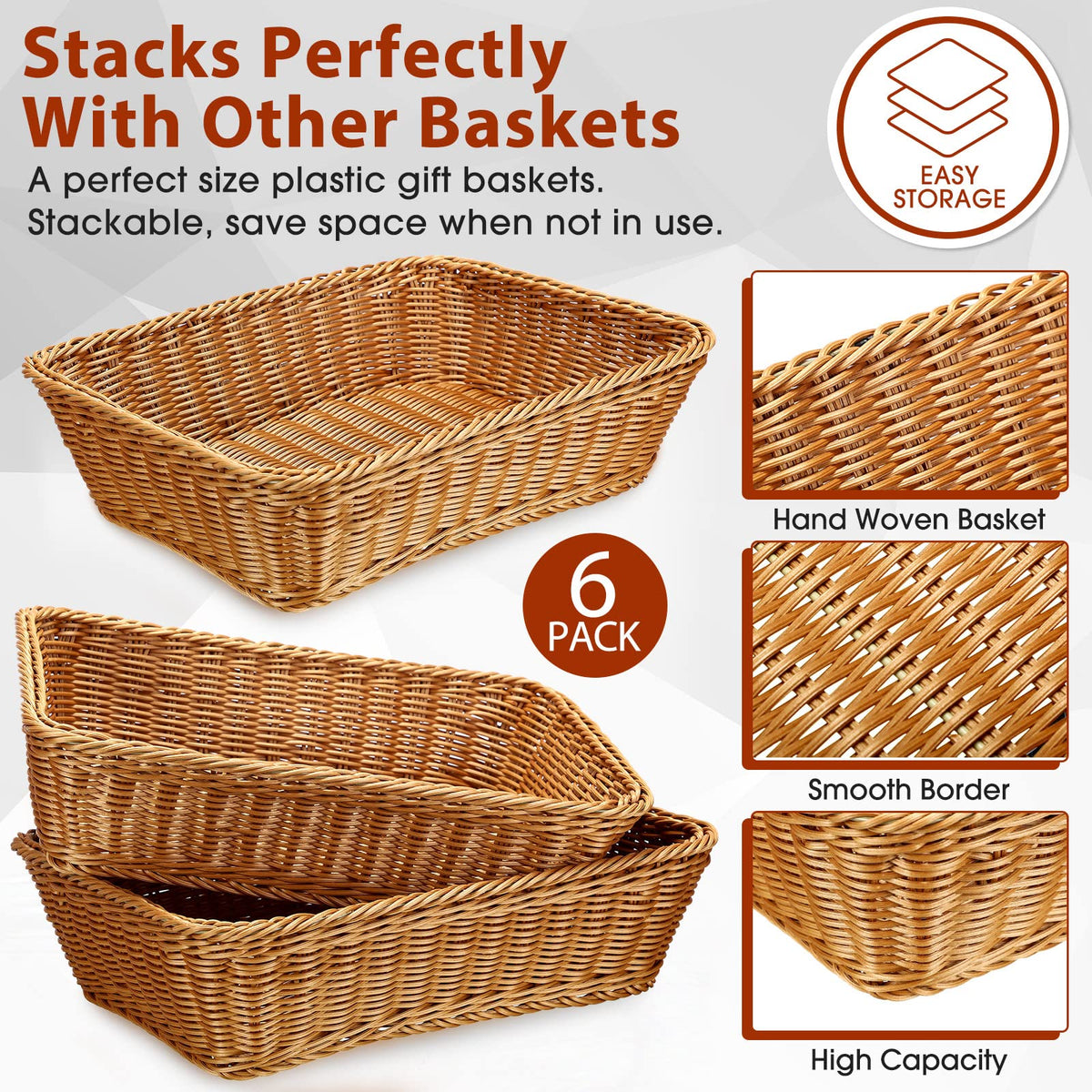 Eccliy brown woven rectangle baskets ideal for serving snacks and vegetables