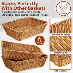 Eccliy brown woven rectangle baskets ideal for serving snacks and vegetables