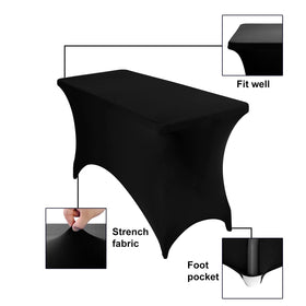 eccwai Spandex 4ft table cover in black adds a sleek, professional look.
