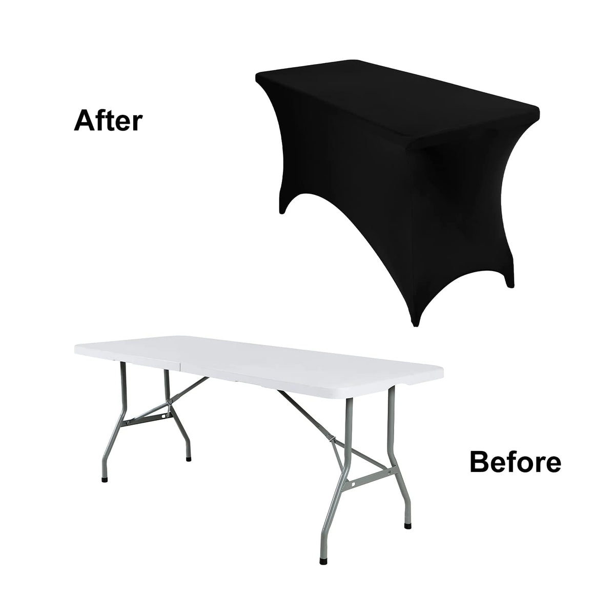 eccwai Spandex with reinforced foot pockets around table legs.