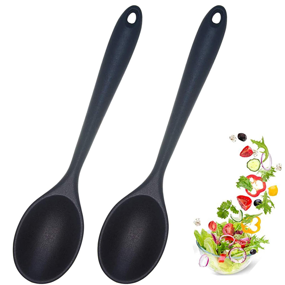 Ecerangus 2pc silicone nonstick spoons for easy mixing and serving.