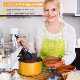 Ecerangus soft-handle silicone spoon offers comfortable grip during cooking.